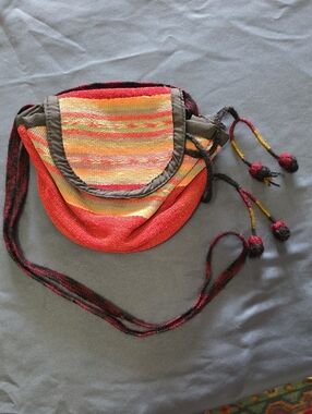 Handwoven Multicolor Crossbody Bag - Red & Yellow